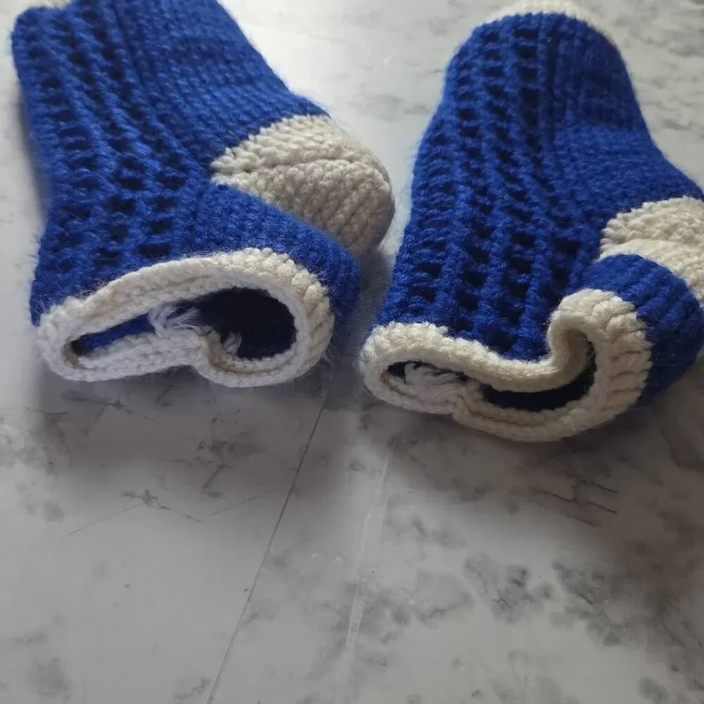 Handmade Blue and White Winter/Christmas Handmade Socks